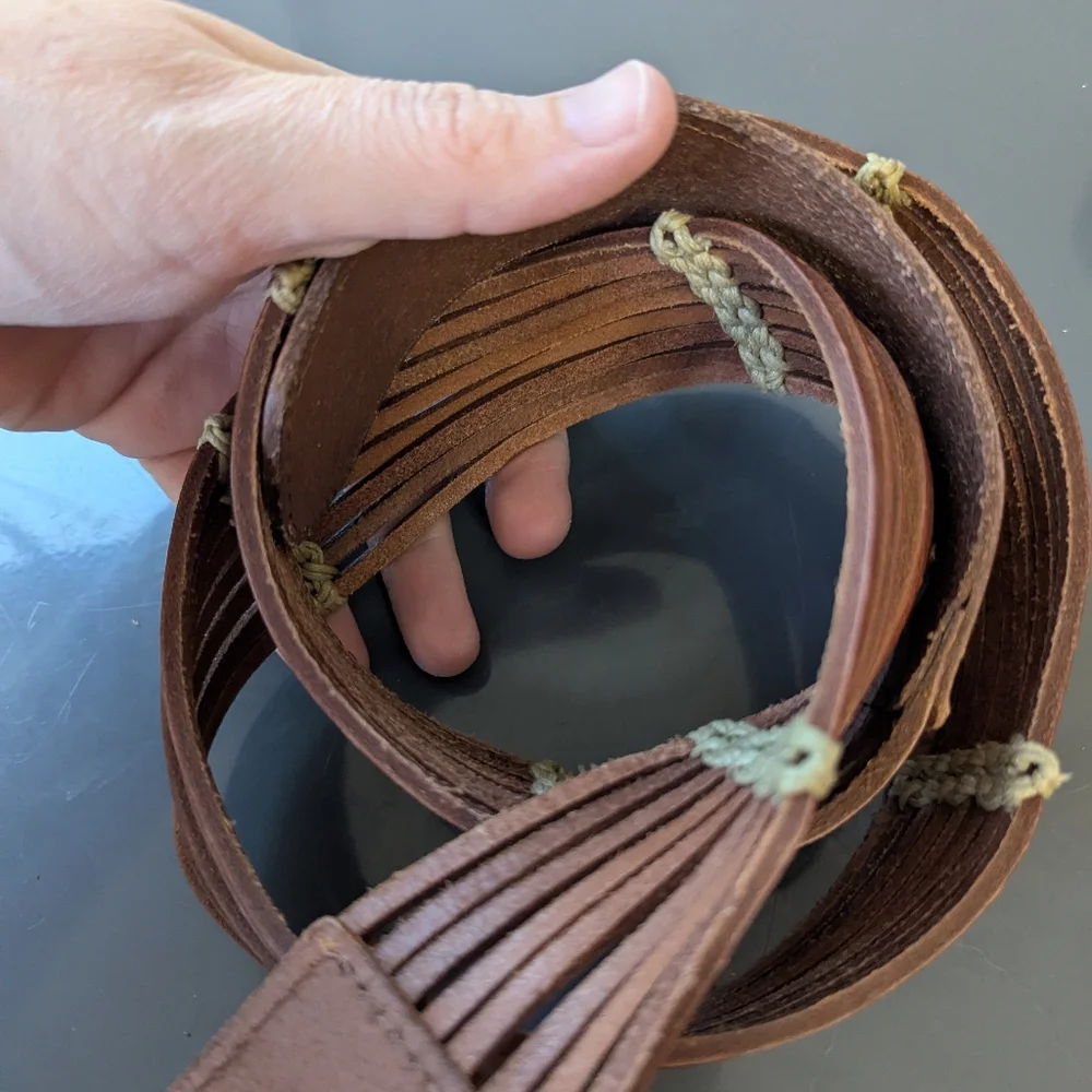 Vintage Talbots Brown Woven Leather Belt Boho Festival‎ Wide Chestnut